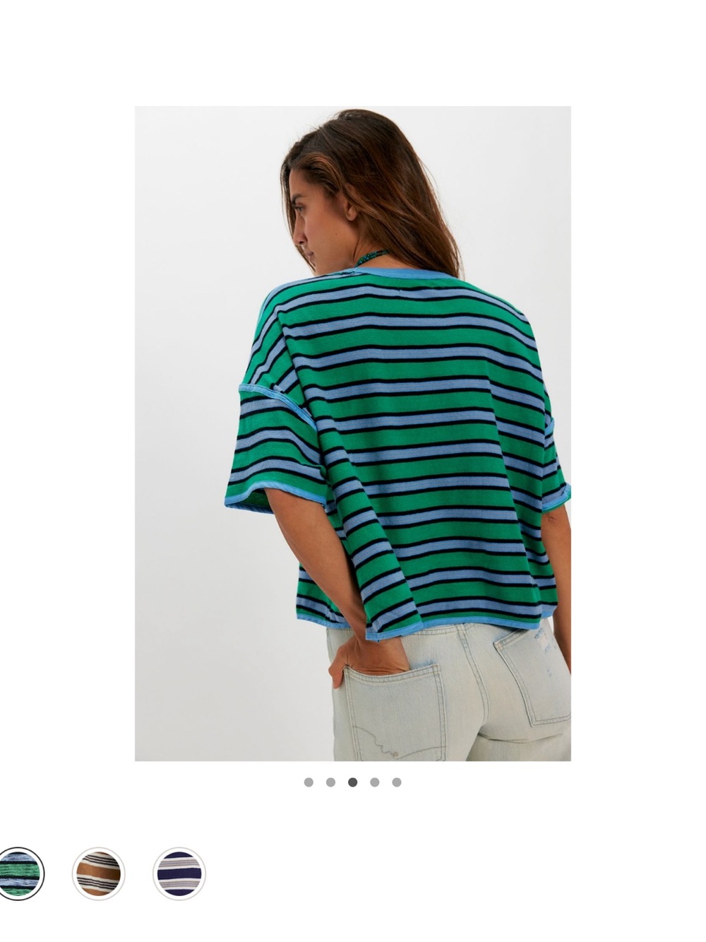 Free People Boxy Stripe Tee in Green and Blue